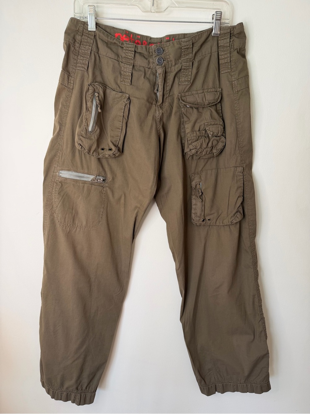 Pete & Greta utility Olive Cargo Pants Multiple Utility Pockets size 8 woman